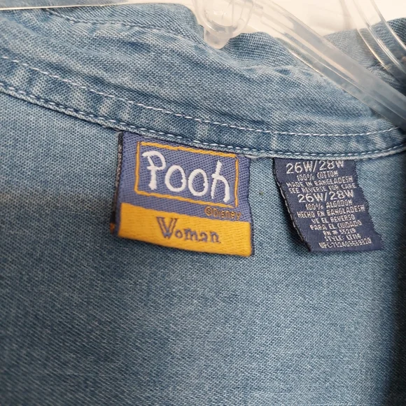 Rare Vtg. Disney Denim Button Up Winnie The Pooh Long Sleeve Shirt SZ 26/28 - Picture 7 of 15
